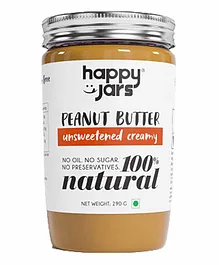 Happy Jars Unsweetened Creamy Peanut Butter - 290 gm