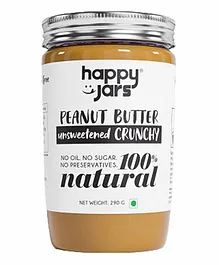 Happy Jars Unsweetened Crunchy Peanut Butter - 290 gm