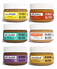 Happy Jars Flavours of Peanut And Almond Butters Pack of 6 - 60 gm each