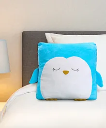 Babyhug Penguin Shaped Premium Plush Cushion - Blue