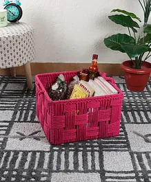 The Tickle Toe Handwoven Cotton Rope Storage Basket - Pink 