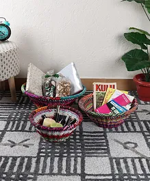 The Tickle Toe Handwoven Cotton Rope Storage Basket Set of 3 - Multicolor 
