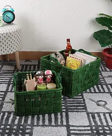 The Tickle Toe Handwoven Cotton Rope Storage Basket Set of 2 - Green   