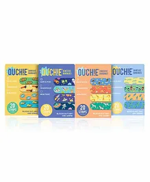 Ouchie Non Toxic Adhesive Printed Bandage Pack of 4 - 20 Pieces Each 
