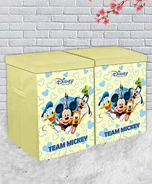 Fun Homes Foldable Storage Box With Lid Mickey Mouse Print Pack of 2 - Yellow