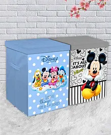 Fun Homes Disney Mickey Mouse Non Woven Fabric Storage Boxes Pack of 2 - Grey Blue