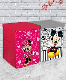 Fun Homes Disney Minnie Mouse & Mickey Mouse Non Woven Fabric Storage Boxes Pack of 2 - Pink Grey