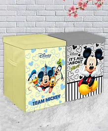 Fun Homes Disney Mickey Mouse Non Woven Fabric Storage Boxes Pack of 2 - Grey Yellow
