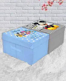 Fun Homes Storage Boxes Mickey Mouse Print Pack of 2 - Grey Blue