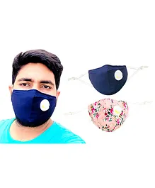 The Little Lookers Reusable & Washable Anti Pollution Face Mask PM 2.5 with Breathing Valve - Pack of 2 (Colour & Print May Vary)
