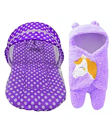 Brandonn Bedding Set With Mosquito Net & Wearable Blanket - Purple