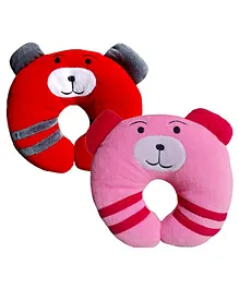 Brandonn U Shape Baby Pillow Neck Protector Pack of 2 - Pink Red - 