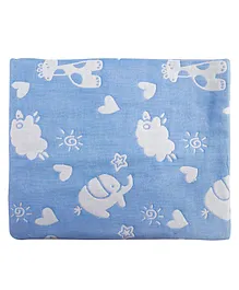 Baby Moo Extra Large Size Embossed Muslin Baby Blanket - Blue