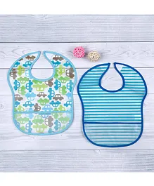 Baby Moo Striped Bibs Pack of 2 - Blue 