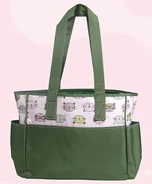 Baby Moo  Diaper Bag Kitty Print - Green
