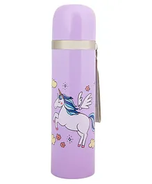 Baby Moo Double Wall Insulated Stainless Steel Whimsical Unicorn Water Bottle Purple - 500 ml