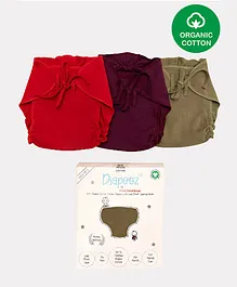 Nino Bambino Organic Cotton Pack Of 3 Solid Colour Reusable Assorted Cloth Diaper - Multi Colour