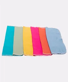 Nino Bambino Pack Of 6 Solid Colour Organic Cotton Wash Cloth - Multi Colour