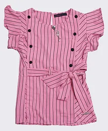 Ziama Short Sleeves Striped Top - Pink