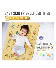 Quick Dry Baby Bed Protector Sublimation A to Z Print Yellow - Small
