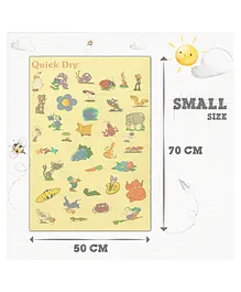 Quick Dry Small Bed Protector Sublimation Animals & Toys Print - Yellow 