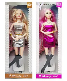 Yunicorn Max Gorgeous Doll Combo Set with Foldable Hands & Legs Silver & Pink - Height 33 cm