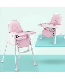 Polka Tots 3 in 1 High Chair for Baby Kids, Feeding Booster Seat with Wheel and Cushion (Pink)