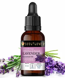 Soulflower Lavender Essential Oil For Good Sleep, Diffuser, Stress Relief, Skin & Hair, 100% Pure & Undiluted - 30 ml