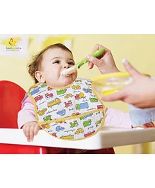 babywish Food Catcher Bib Car Print - Yellow