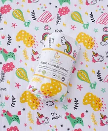babywish Muslin Swaddle Blanket Unicorn Print - Multicolour