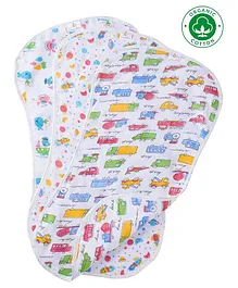 babywish Organic Burp Cloths Car Space Marine Print Pack of 3 - Multicolour