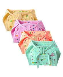 babywish Reusable Cloth Nappies with Triple Layer Cotton Text Print Pack of 4 - Pink Green