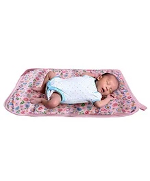 babywish Waterproof 2 in 1 Bed Mattress Protector Drysheet Floral Medium - Pink