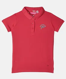 Monte Carlo Half Sleeves Solid Polo Tee - Pink