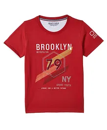 Monte Carlo Half Sleeves Brooklyn Print Tee - Red