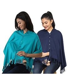 Nene Multi Purpose Nursing Shawl Pack of 2 - Navy Green