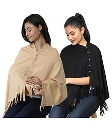 Nene Multi Purpose Nursing Shawl Pack of 2 - Beige Black