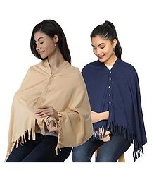 Nene Multi Purpose Nursing Shawl Pack of 2 - Beige Blue