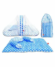 VParents Rosy Baby 4 Piece Bedding Set with Pillow and Bolsters Sleeping Bag and Bedding Set Combo - Blue