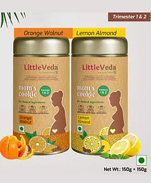 LittleVeda Orange Walnut & Lemond Almond Pregnancy Cookies Trimester 1 & 2 Pack of 2 - 150 gm Each