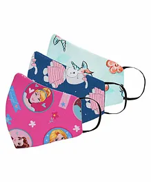 Tossido Kids 100% Premium Soft Cotton Vibrant 3 Ply Anti Microbial Masks Multicolour - Pack of 3