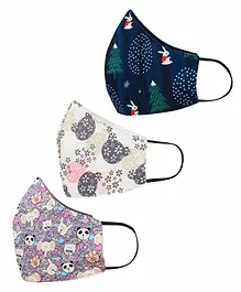 Tossido Kids 100% Premium Soft Cotton Vibrant Anti Microbial Mask Multicolou-  Pack of 3