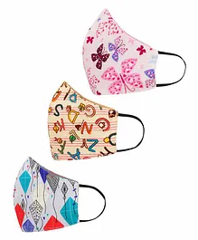 Tossido Kids 100% Premium Soft Cotton Vibrant Anti Microbial Mask Multicolour - Pack of 3 