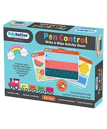 Eduketive Pen Control Write & Wipe Reusable Activity Sheet - Multicolour 