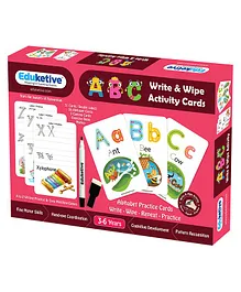 Eduketive ABC Alphabets & Counting Write & Wipe Reusable Activity Cards - Multicolour 