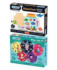 Eduketive Who Am I Jigsaw Puzzle and Aquarium Coloring Puzzle Combo of 2 - 45 Pieces