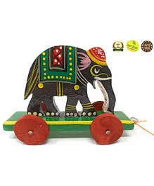 A&A Kreative Box Pull along Royal Elephant Wooden Toy - Multi colour 