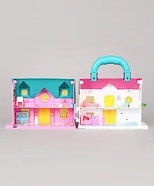 Toytales Doll House Toy Set of 2 Houses Pink White - 17 Pieces