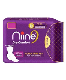 Niine Dry Comfort Ultra Thin Sanitary Napkin XL Plus - 15 Pieces