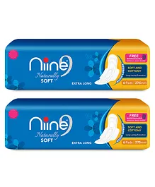 Niine Naturally Soft Extra Long Sanitary Napkins Pack of 2 - 6 Pieces Each